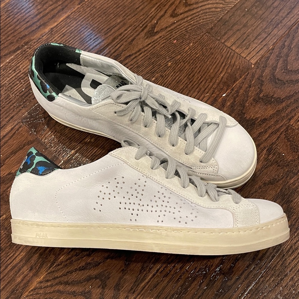 P448 white & silver sneakers size 39 (8.5-9) with camo back